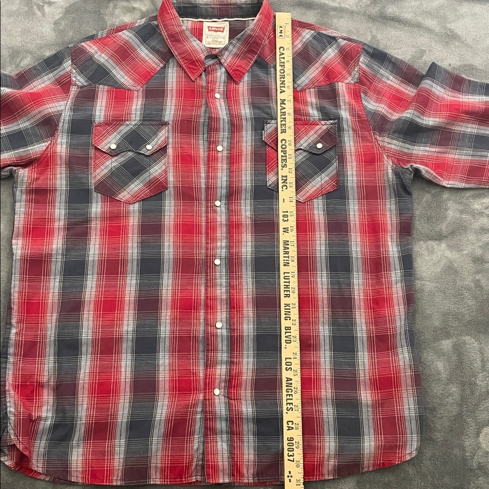 Levi's Plaid Western Snap Button Up - image 3